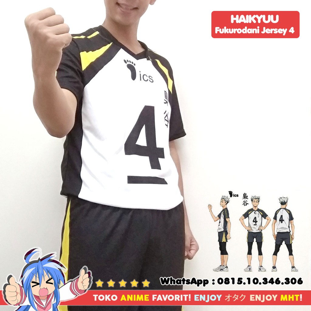 Kostum Anime Cosplay Haikyuu Fukurodani Jersey Set No. 4 - Bokuto Kotaro