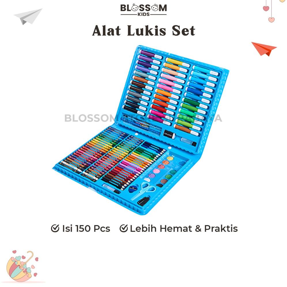 

((BISA COD)) Krayon Anak Set Koper 150 in 1 Crayon Mewarnai dan Melukis Lengkap dengan Cat Air - Blossom Kids