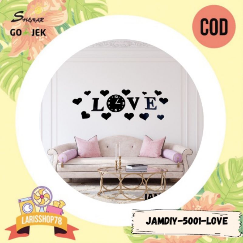 Diy Jam dinding huruf Love 3d