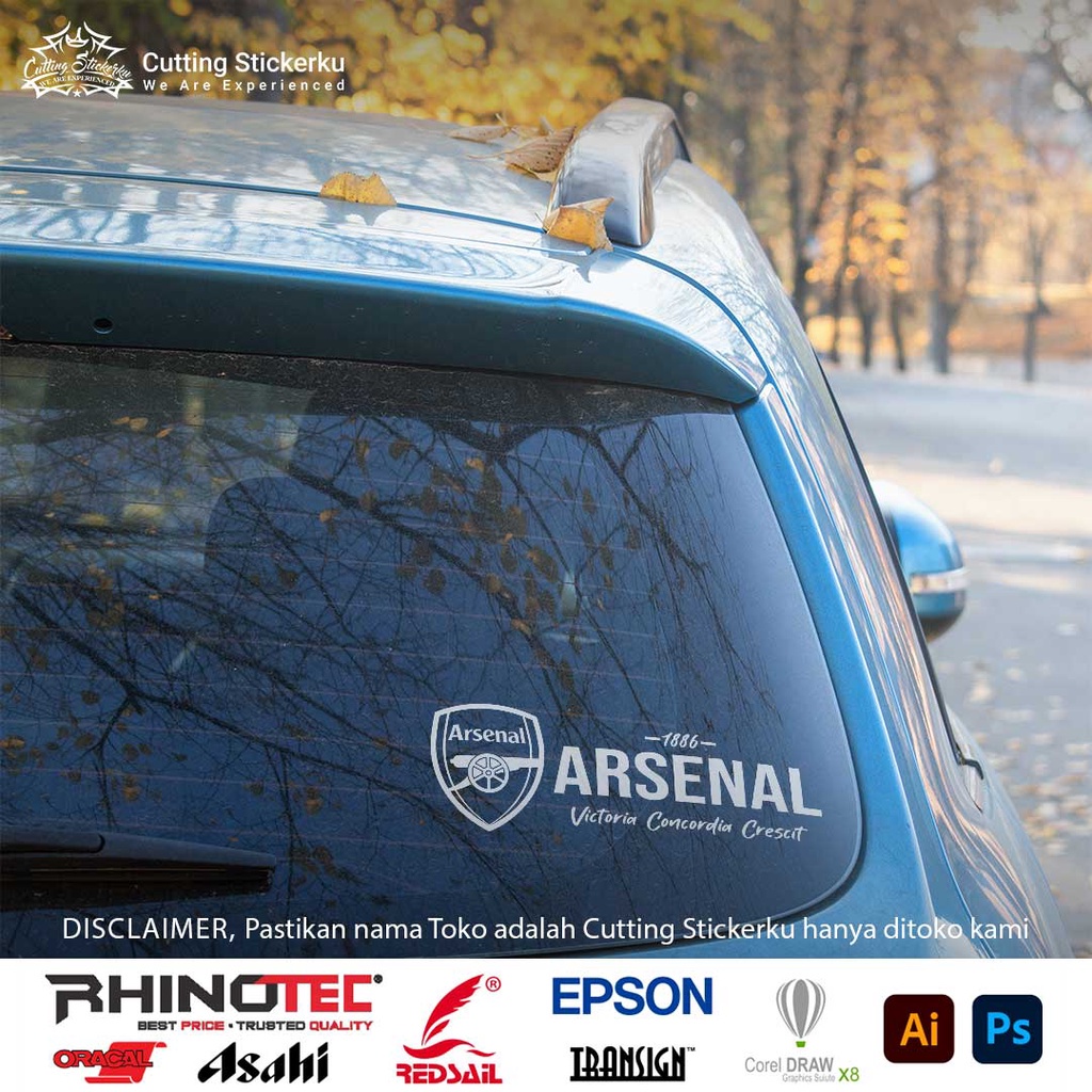 Cutting Stiker Arsenal 1886 Variasi Motor Mobil Sticker Timbul Keren Nyala Dasbor Spakbor Visor Body Kaca Helm Laptop Hologram Reflective Tahan Air Bodi Samping Scoopy Vario Beat NMAX PCX Vespa Aesthetic Club Premier League The Gunners Windshield Bola