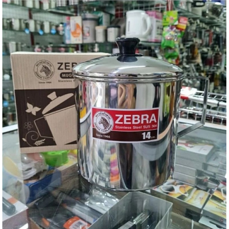 Cangkir Stainless ZEBRA 14 Cm Plus Tutup 110114 - Mug Stainless