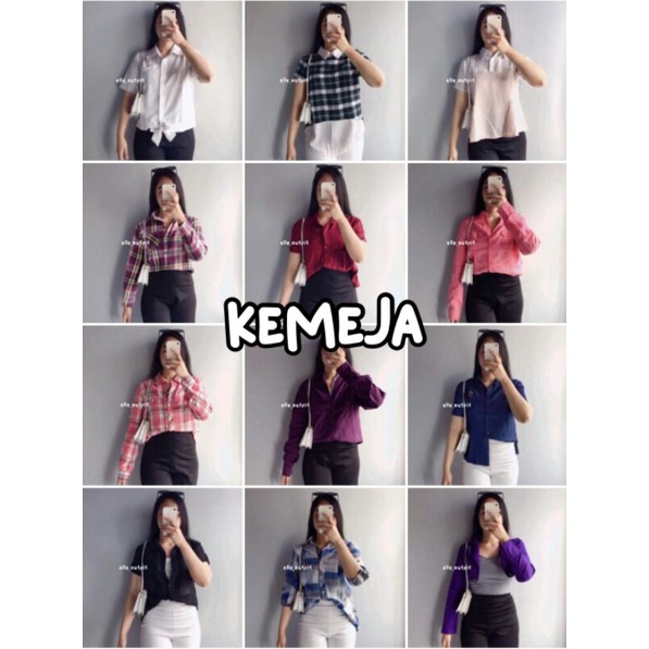 KEMEJA LENGAN PANJANG LENGAN PENDEK WANITA ELLE OUTFIT