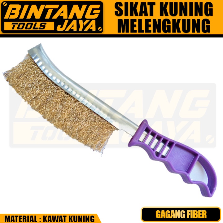 Sikat Besi Sikat Kuning Melengkung Sikat Kawat Kuning Gagang Fiber