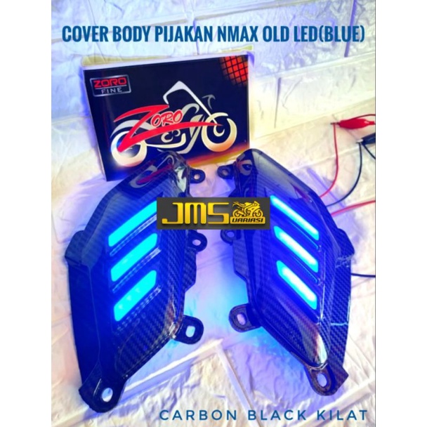 cover tutup carbon bodi pijakan plus lampu merah biru putih nmax lama zoro