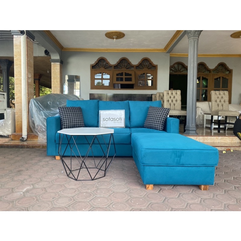 sofa L selonjor minimalis putusan Crisant (set meja)
