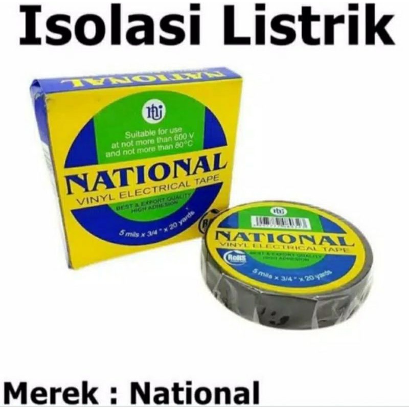 

ISOLASI LISTRIK NATIONAL HITAM 3/4 " INCI 20 YARD SELOTIP SOLASI VINYL ORIGINAL