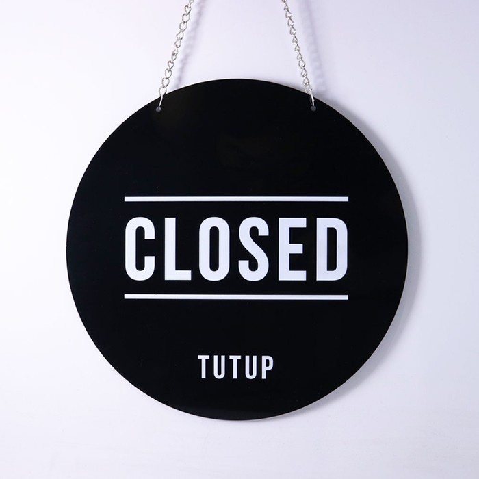 Open Closed Papan Akrilik Buka Tutup Sign Board Signage Toko Cafe Restoran Acrylic