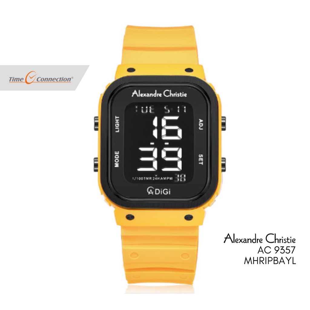 Alexandre Christie AC 9357 MHRIPBAYL Kuning Original / Jam Tangan Pria Wanita Digital / Yellow Rubbe