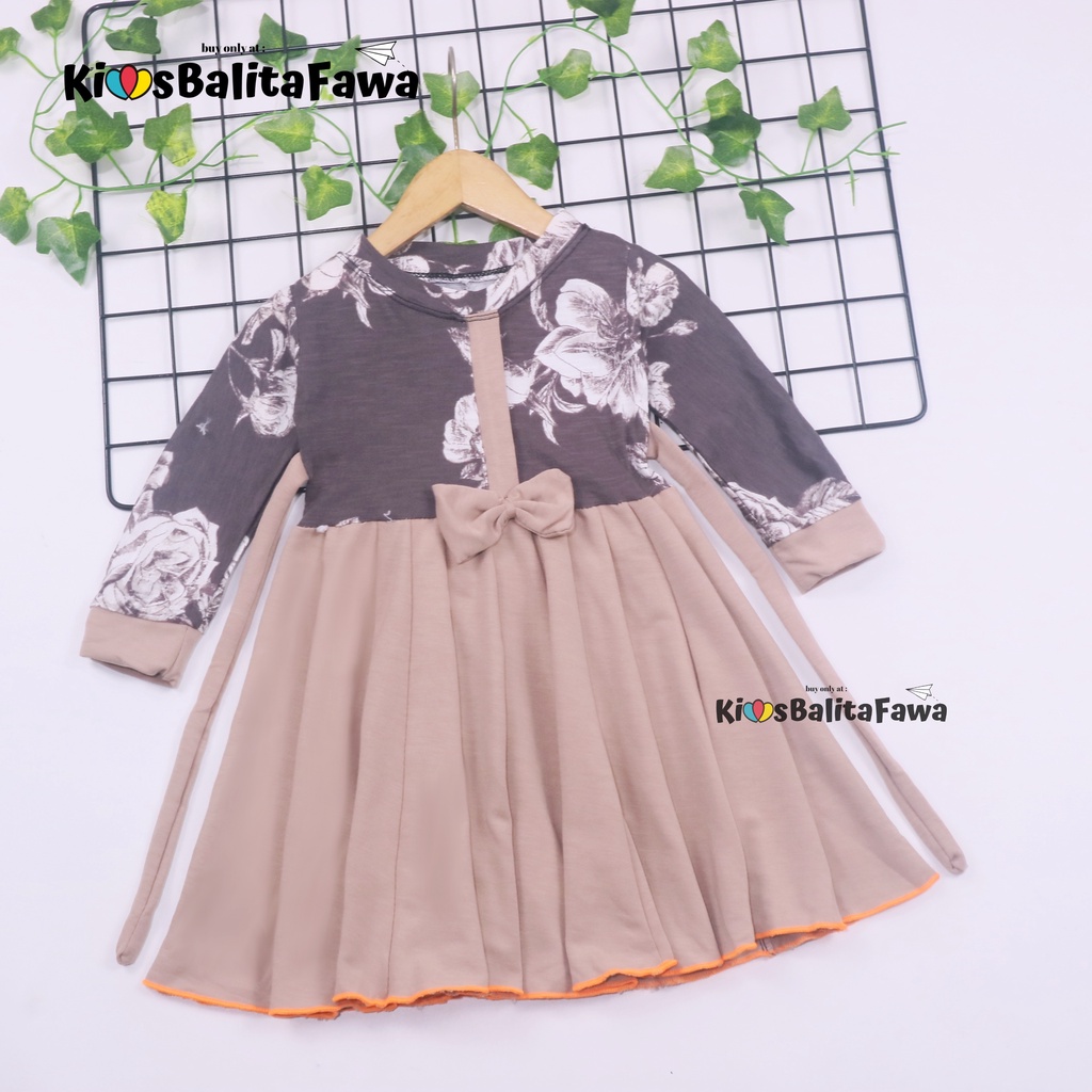 Dress Valencia 1-2 Tahun / Dres Anak Lengan Panjang Pesta Baju Perempuan Fashion Kids Motif Adem babycinnamon