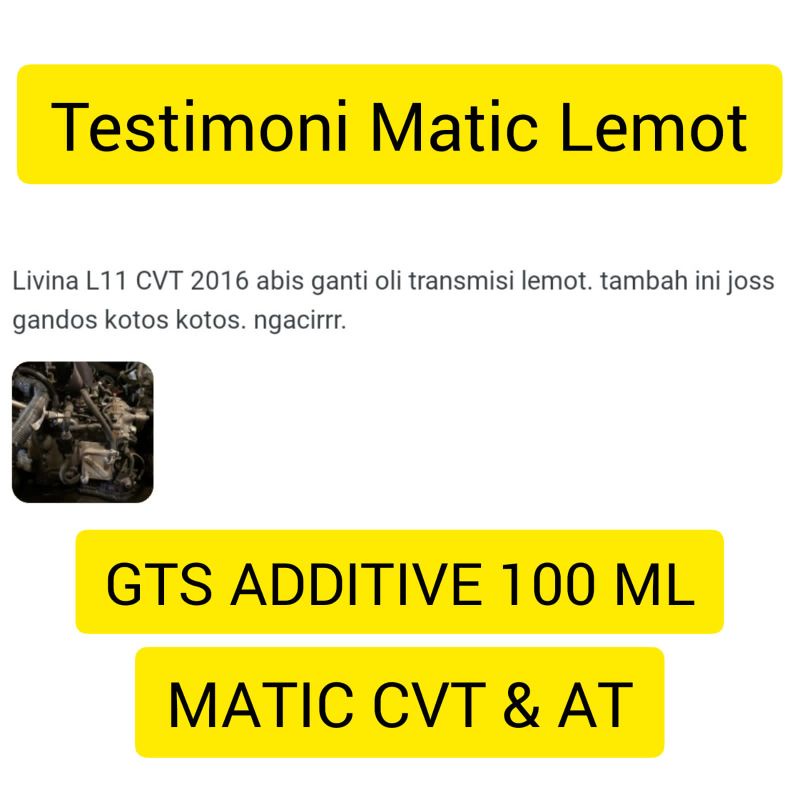 GTS AUTOMATIC TRANSMISSION ADDITIVE 100 ML ADITIF OLI TRANSMISI GEARBOX MATIC MENCEGAH OVERHOUL