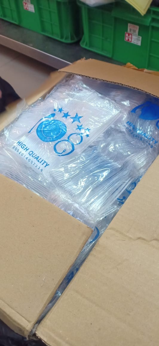 Sendok Makna Plastik Bening / Sendok Makan Bening Panjang Catering Isi 25pcs Garpu Plastik Bening