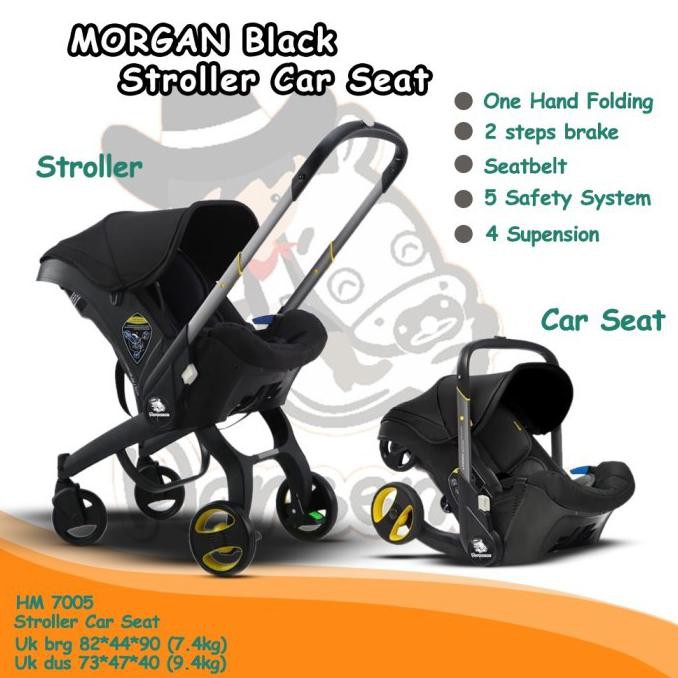 ORIGINAL ! Morgan Car Seat Stroller Baby Bayi Anak Portable New Born - Hitam - Hitam