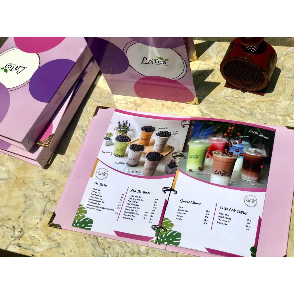 

MENU BOOK MEKANIK BINDING SIZE A4 CUSTOM DESIGN UNTUK COVER