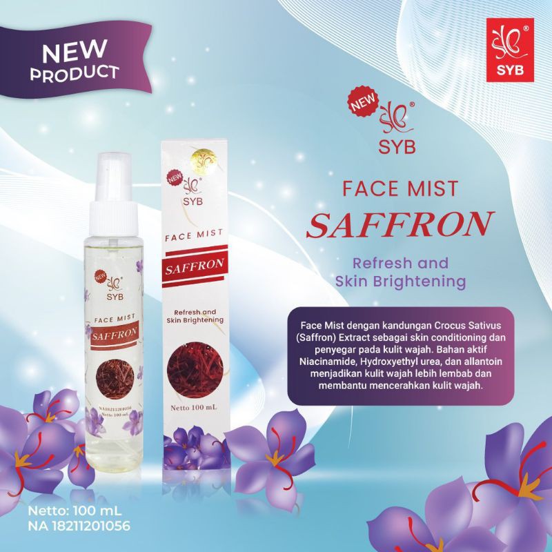 [ORI] SYB FACE MIST SAFFRON 100 ML | Spray Wajah Mencerahkan Melembabkan dan Menyegarkan Kulit Wajah