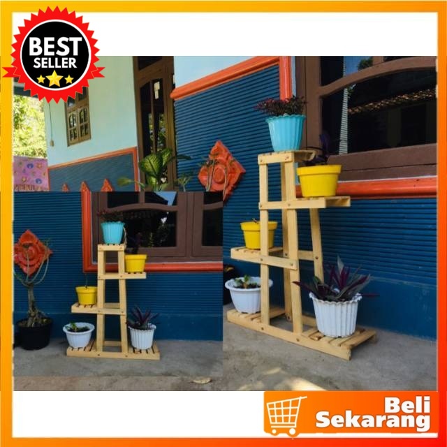 RAK BUNGA SUSUN 5 POT/ RAK BUNGA UNik/ RAK SERBAGUNA KAYU / RAK BUNGA