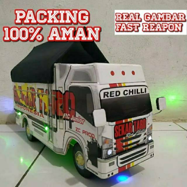 MINIATUR TRUK OLENG KAYU CANTER GIGA SEKARTARO LAMPU + TERPAL MURAH BISA COD #miniaturtrukmurah ...