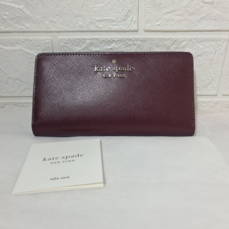 dompet kate spade ks staci large slim bifold wallet cherrywood