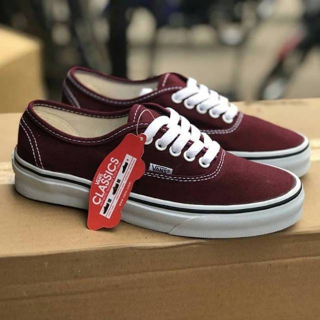 Sepatu Vans Authentic Merah maron Waffle DT Sneakers Kerja Kuliah Kado Hadiah Pria Wanita Couple