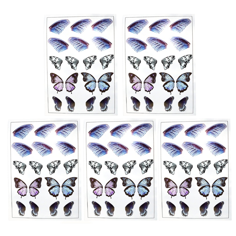 Siy 5 Lembar Stiker Butterfly Kristal Epoxy Resin Untuk Dekorasi Nail Art Diy