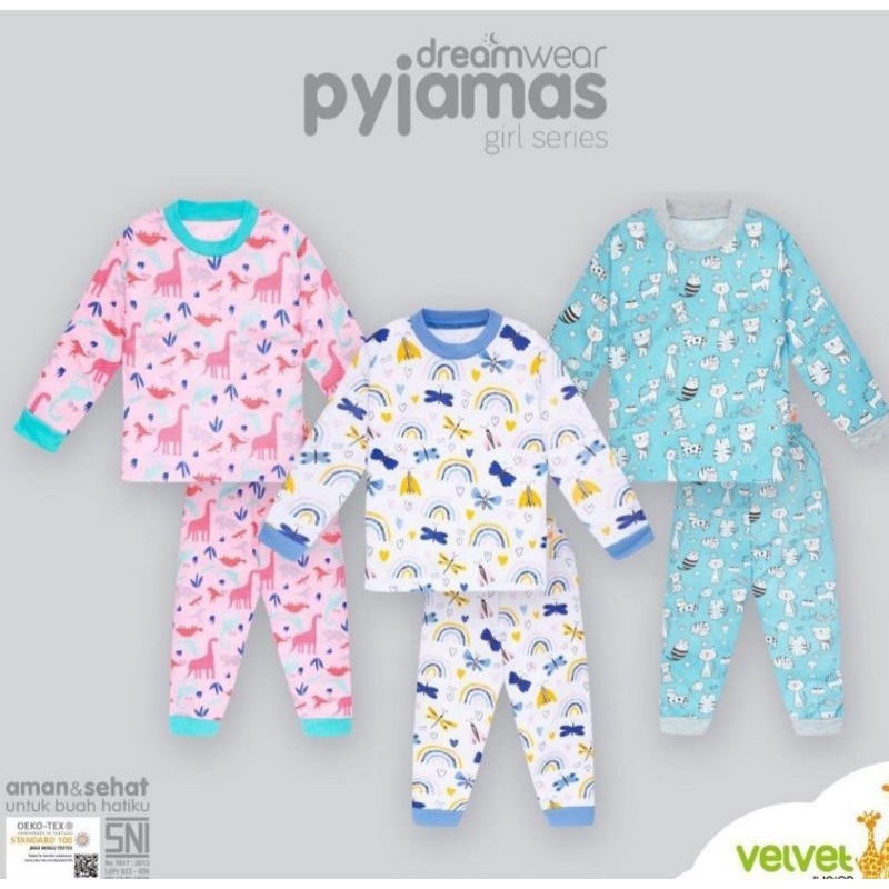 SETELAN PANJANG VELVET JUNIOR BIG SIZE PIYAMA DREAMWEAR GIRL