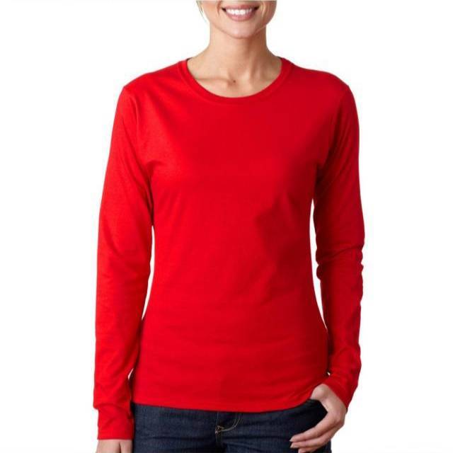 KAOS POLOS DEWASA WANITA LENGAN PANJANG MERAH COMBED 30s KAOS POLOS DEWASA WANITA LENGAN PANJANG MERAH COMBED 30s