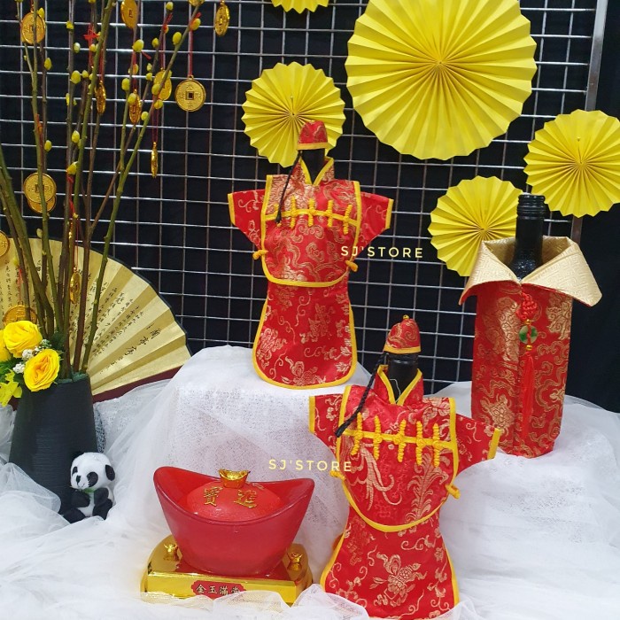 Aksesoris dekorasi hiasan imlek botol wine