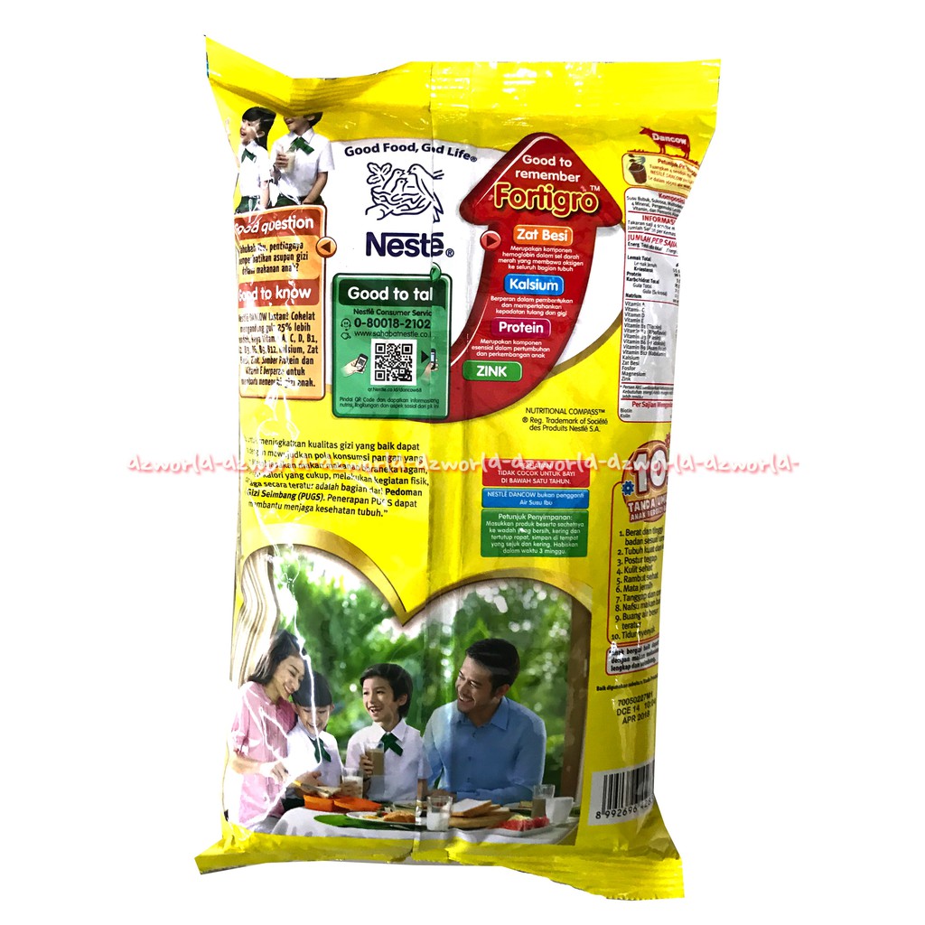 Nestle Dancow Fortigro 1Kg Chocolate Protecare Susu Cokelat Kemasan Plastik Pouch Bubuk Coklat 1000gr