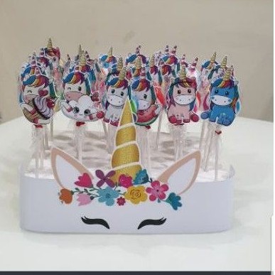 Unicorn Permen Lolipop Stand isi 30pc Permen Lolipop Ultah