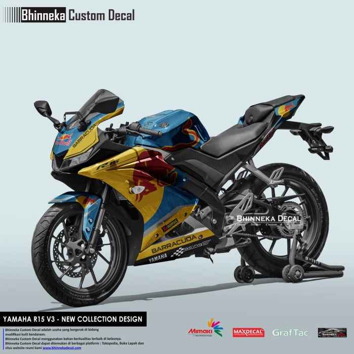Decal Stiker YAMAHA R15 V3 RED BULL TOSKA
