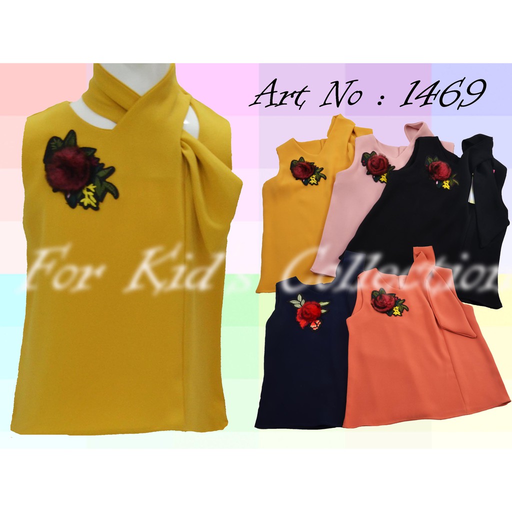 Blus anak perempuan fashion krah dasi