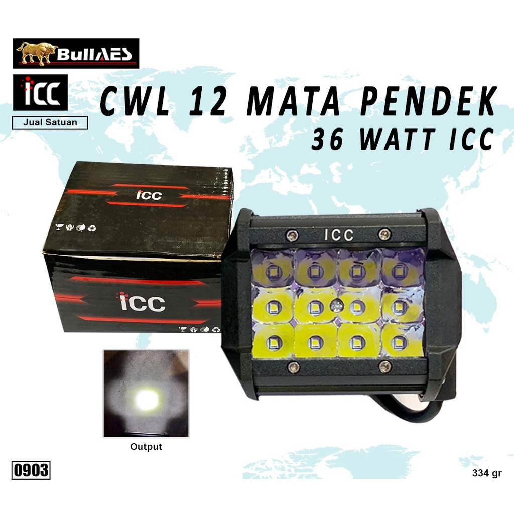 CREE WORK LIGHT 12 mata pendek 36 watt MERK HJG I lampu tembak led I lampu led tembak 12 mata S0903