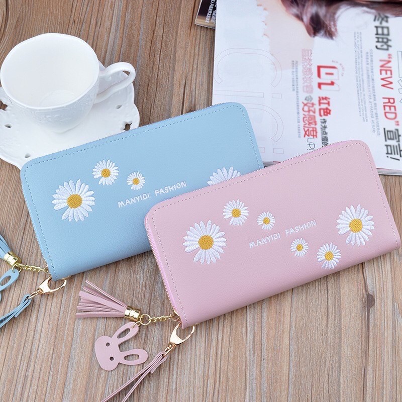 DOMPET PANJANG BUNGA CLUTCH KULIT IMPORT