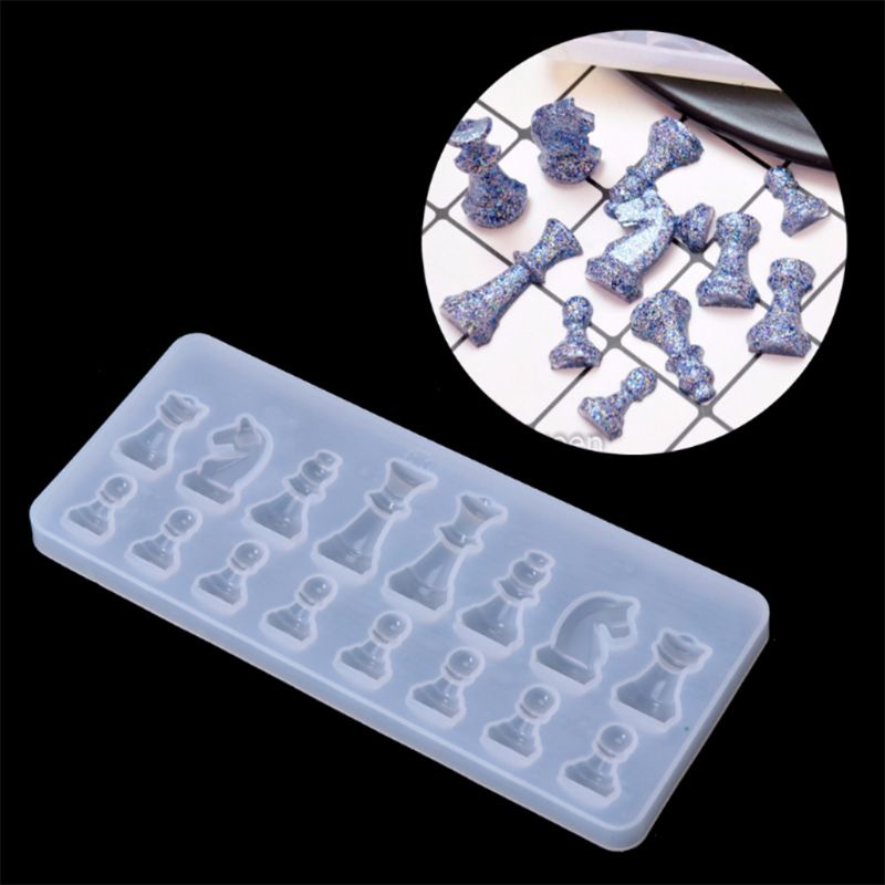 SIY  Resin Casting Molds Set by Garloy,2Pcs 3D Chess Clear Silicone Mold for Making Polymer Clay, Crafting, Resin Epoxy