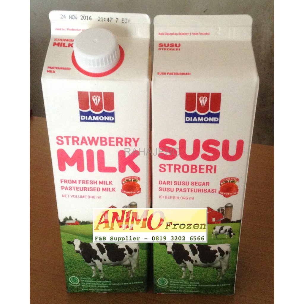 Fresh Milk Diamond / Susu Pasteurisasi Strawberry 1 Liter