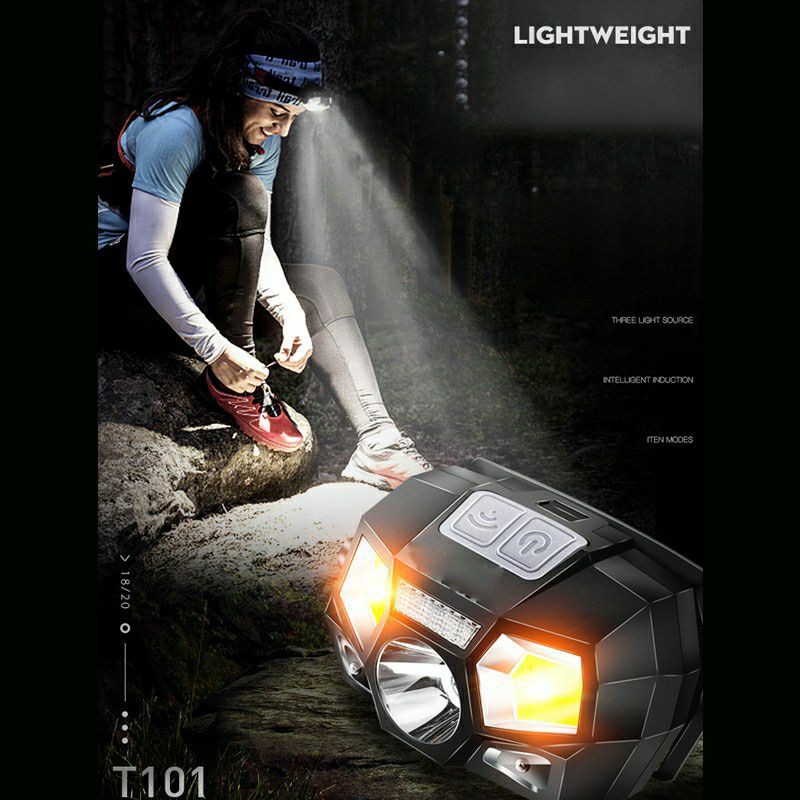 TaffLED Senter Kepala LED Headlamp Rechargeable Motion Sensor Cas Ulang USB BL066