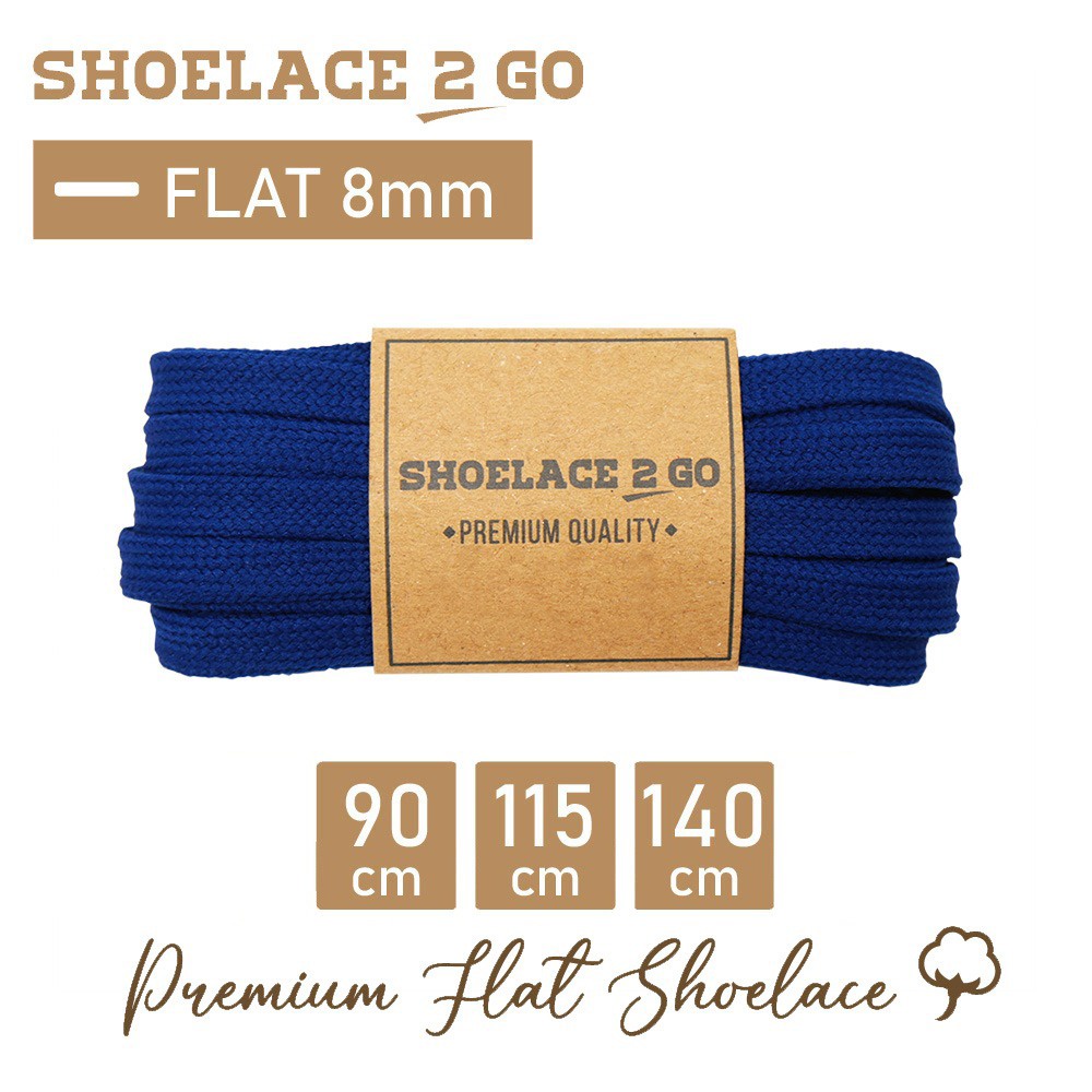 SHOELACE 2 GO PREMIUM TALI SEPATU GEPENG PIPIH FLAT - SF8 - J5 - DARK BLUE - 8MM