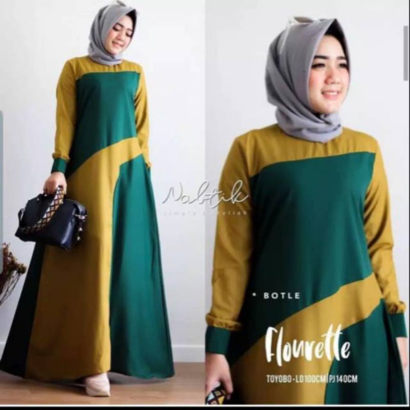 Flonrette maxi dress fashion muslim remaja wanita