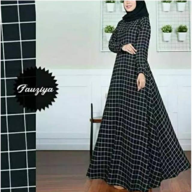 Fourfashion Gamis Tartan Monalisa Maxy Maxmara Maxy Square Kotak Dress Only