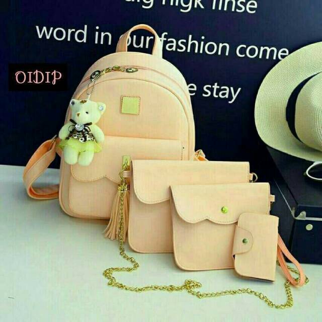 Tas ransel murah fashion wanita 4in1 lonceng