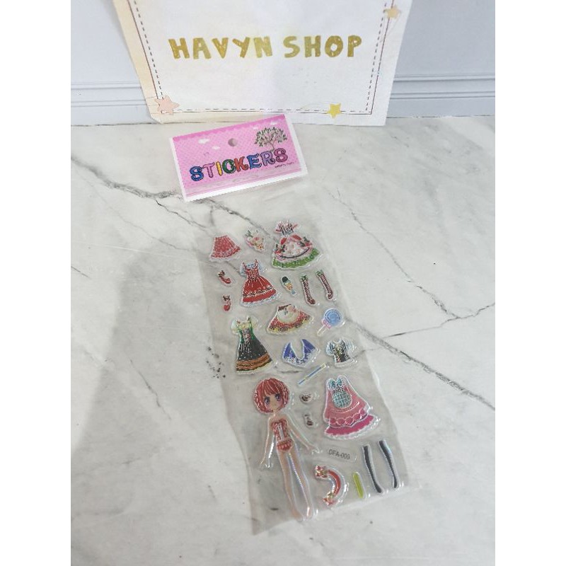 sticker anak/stiker fancy/STICKER 3D METALIK/tempelan-baju Dress