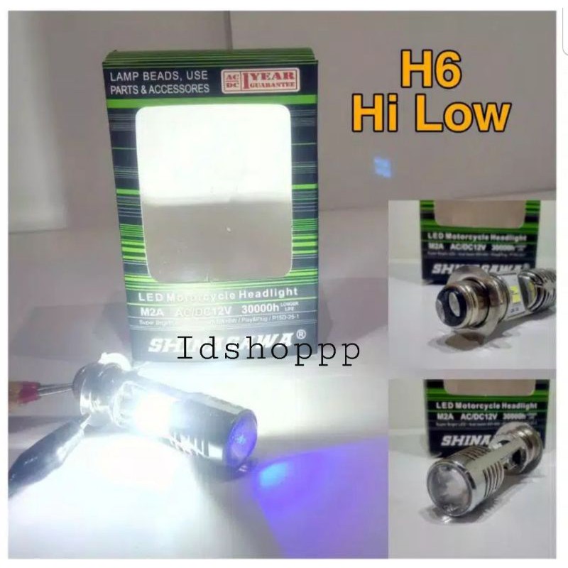 Lampu depan LED 2 sisi 8 mata LED H6 AC DC untuk bebek matic