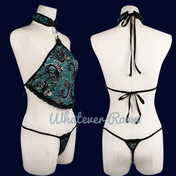 Cecilia 2 Sexy Lingerie Cheongsam Peacock Halter Style Terbaru