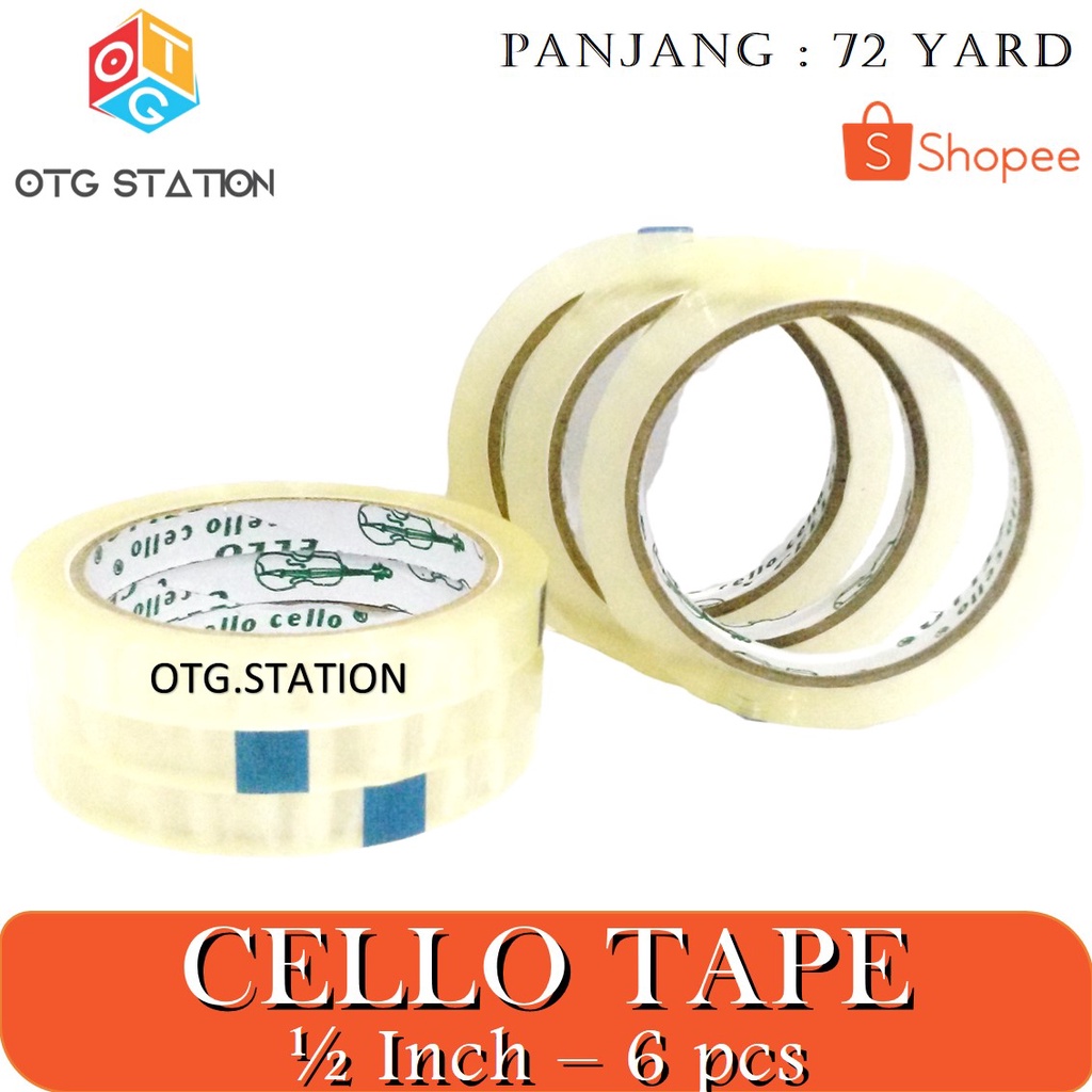 

Cello Tape Bening 1/2 Inch 6 pcs Isolasi Bening Kecil Lem Perekat Bening Alat Isolasi Pembungkus OTG STATION