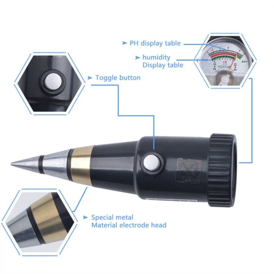 Tanah pH Soil Moisture Meter pH range 3 - 8 Moister Range
