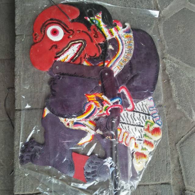 (BISA COD) KERAJINAN WAYANG KULIT BUTO RAKSASA TERONG UNGU UKURAN PEDALANGAN 40x20 cm - PAJANGAN