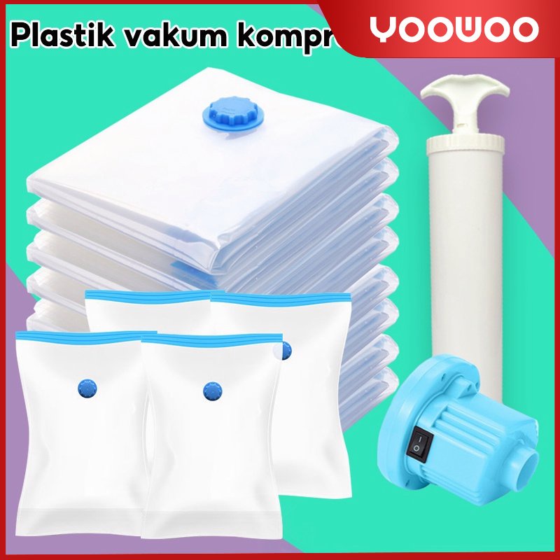 plastik kompresi vakum / plastik penyimpanan selimut / pouch perjalanan / plastik penyimpanan