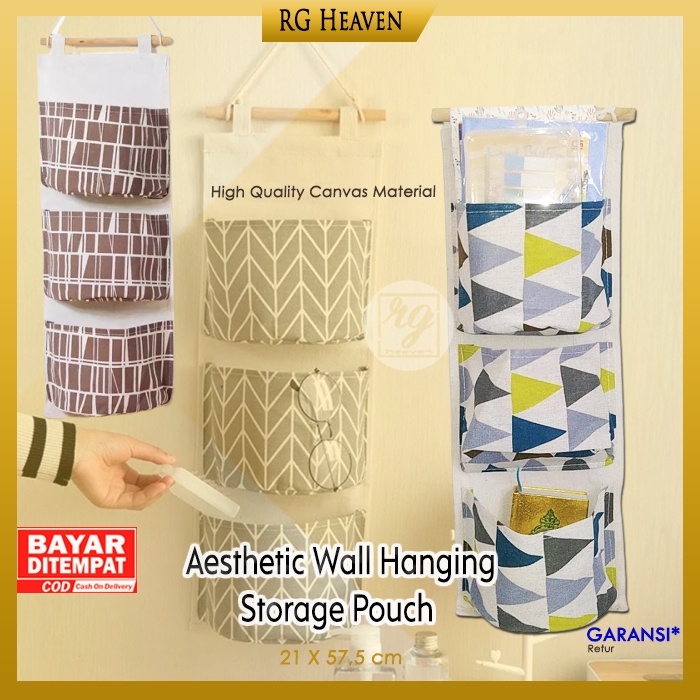 Pouch Aesthetic Tempat Aksesoris Kosmetik Gantung Wadah Serbaguna Storage Bag Organizer Mini Kain RS