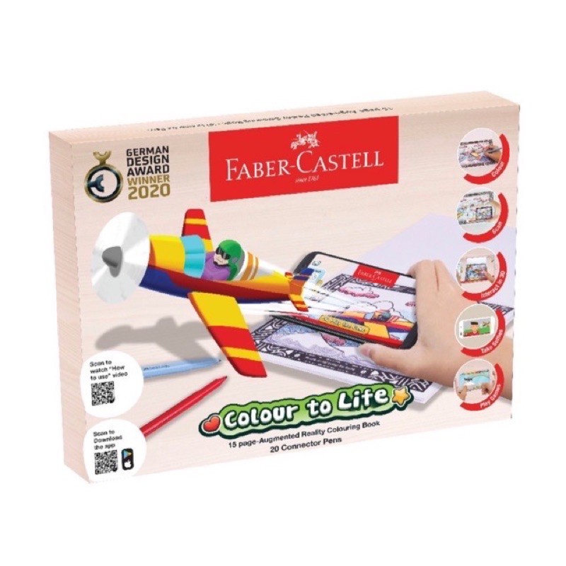 FABER CASTELL GIFT SET - COLOUR TO LIFE COLOURING BOOK - CASTELL MAGIZ ART - CONNECTOR PENS BALLERINA - SCHOOL BUS CAN - COLOURING BOOK