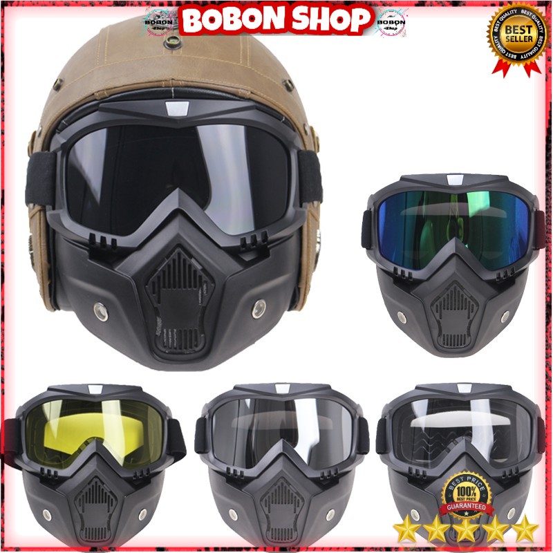 Kacamata gogle mask Google goggle motor helm TRABAS SUPERMOTO TRAIL RETRO CAFE RACER bogo klasik kac