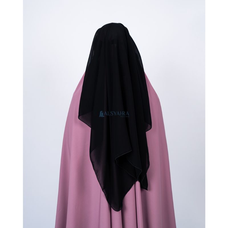 Niqab Yaman Poni Kancing Raudhah Sifon Jetblack Alsyahra Exclusive